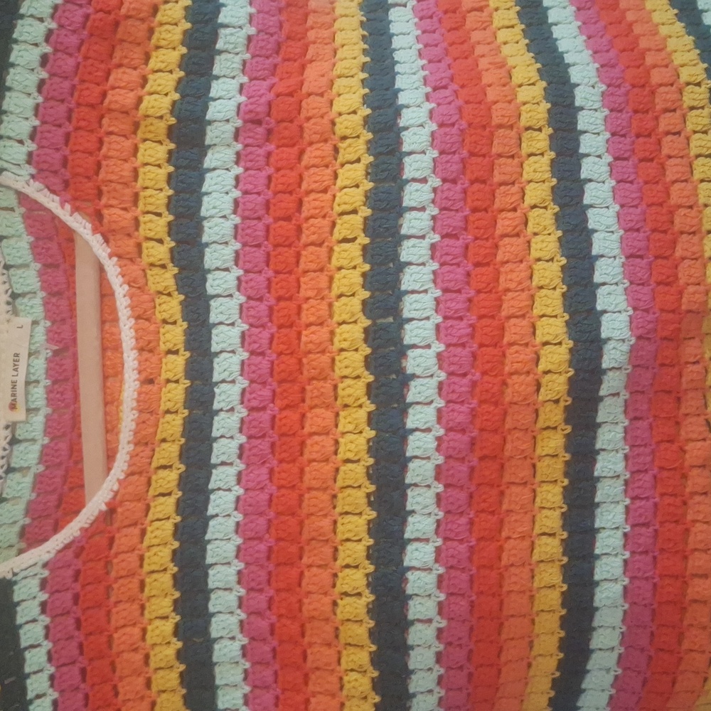 MARINE LAYER Colorful Striped Crochet Sleeveless Top - Picture 4 of 5